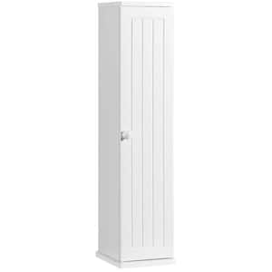 7 in. W x 6.5 in. D x 27 in. H White Freestanding Toilet Paper Holder Linen Cabinet with 4-Shelves and Top Slot