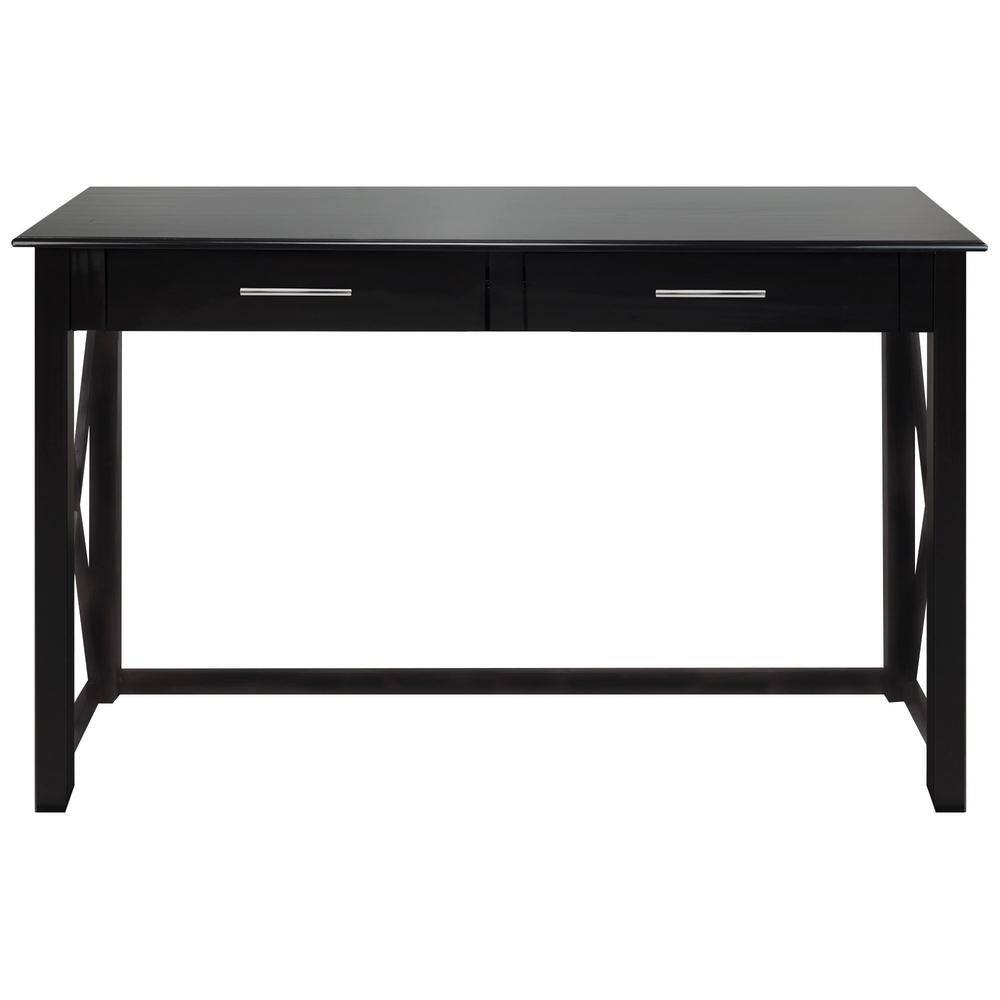 Bay View Black Solid Wood Console Table with Storage Drawers