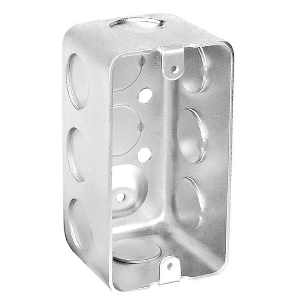 4 in. H x 2 in. W x 2-1/8 in. D Steel Metallic 1-Gang Drawn Handy Box with Ten 1/2 in. KO's and Raised Ground (25-Pack)