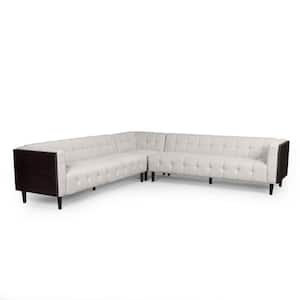 Rossburg 114 in. 3-Piece L-Shaped Polyester Sectional in Beige