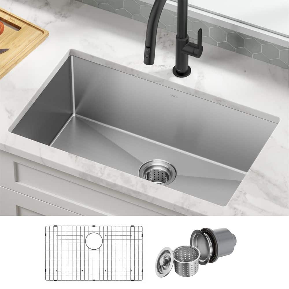 30-Inch Satin Stainless Steel Undermount Single Bowl Kitchen Sink