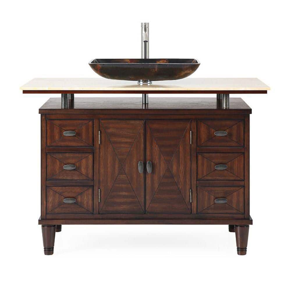 Verdana 48" Dark Brown Wood Bathroom Vanity with Yellow Marble Top