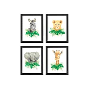 "Safari Littles" by Alyssa Lewis Set of Four Black Framed Animal Art Prints 20 in. x 16 in.