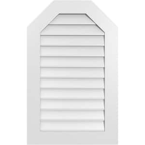 24 in. x 38 in. Octagonal Top Surface Mount PVC Gable Vent: Decorative with Standard Frame