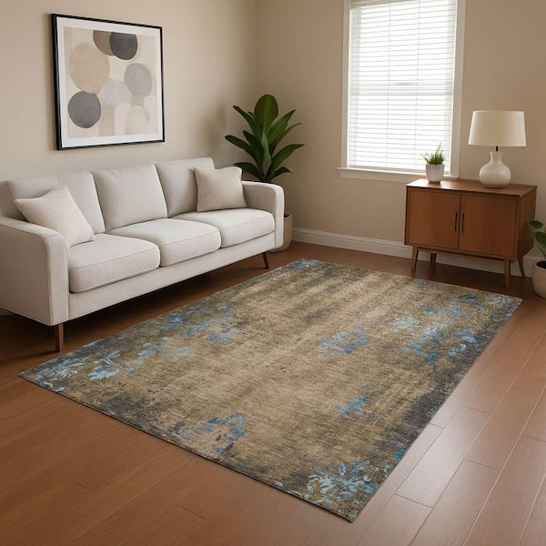 Mayfield Premium Machine Washable Abstract AMF1788 Taupe 5 ft. x 7 ft. 6 in. Area Rug