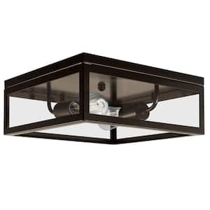 Memphis 2-Light Dark Bronze Flush Mount Ceiling Light