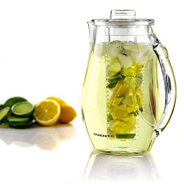 84 fl. oz. Clear Pitcher with Removable Fruit Infuser Rod and Ice Rod, Non-Slip Handle, Drip-Free Spout