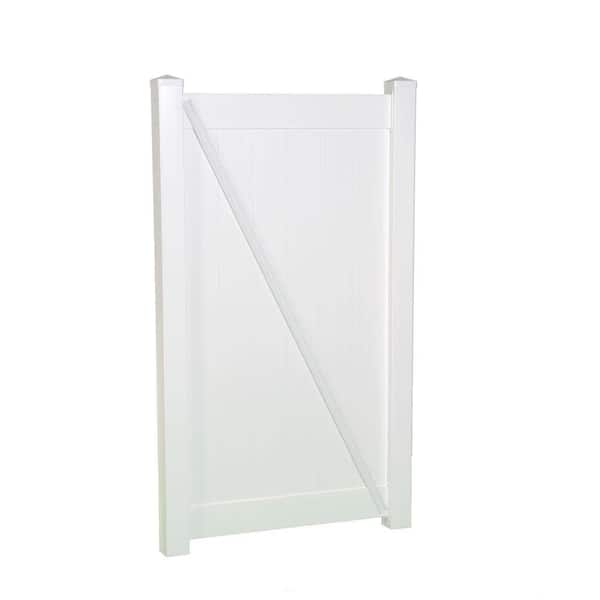 Weatherables Savannah 3.7 ft. W x 6 ft. H White Vinyl Privacy Fence Gate with Gate Hardware