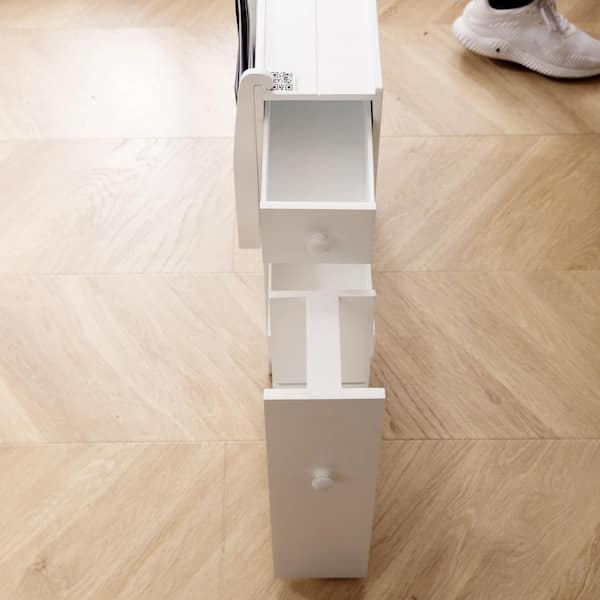 Aoibox 5.5 in. W x 19.7 in. D x 23 in. H in White Assembled Bathroom Storage Cabinet Side Cabinet