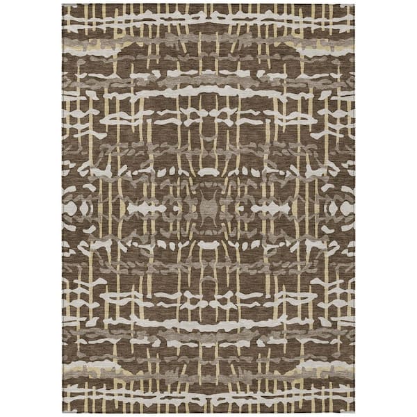 Chantille Machine Washable Indoor/Outdoor Abstract ACN2982 Chocolate 5 ft. x 7 ft. 6 in. Area Rug