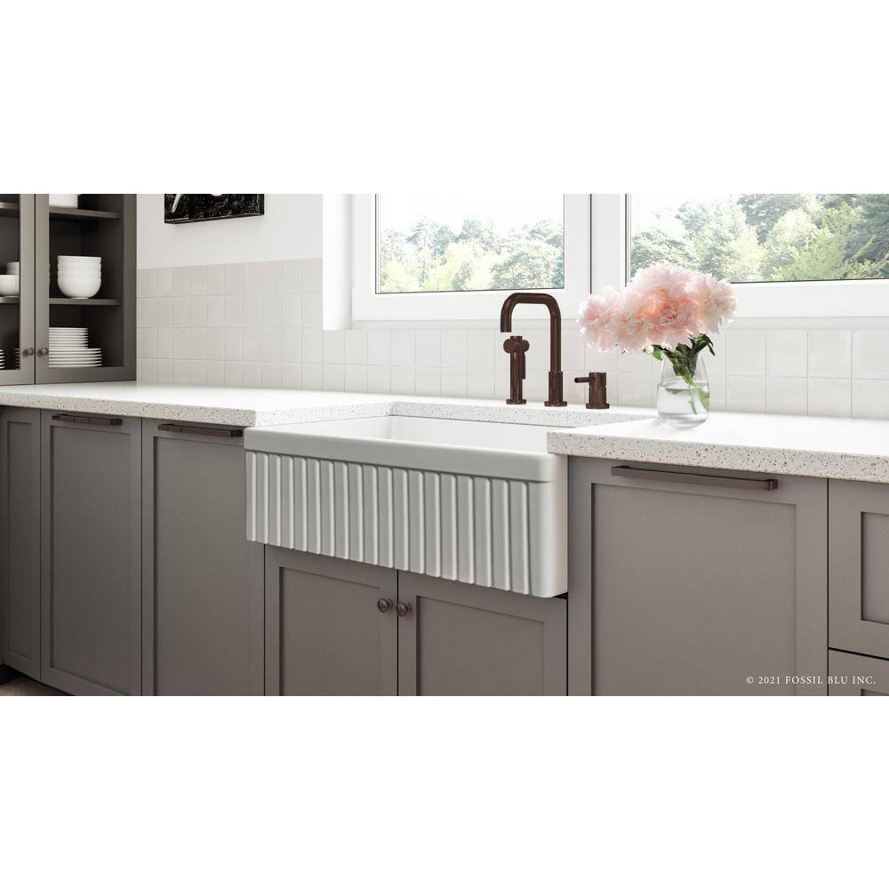 Glossy White Fireclay Farmhouse Apron-Front Sink
