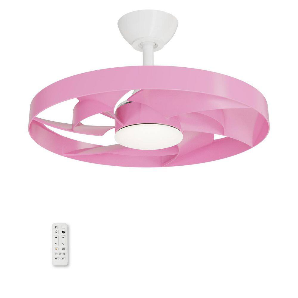 Breezism Twinkle 22 in. Indoor White Ceiling Fan with Pink Blade