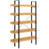 FABULAXE Industrial 67.5 in. Brown Wood and Metal 5-Shelf Etagere Bookcase  Open Storage Free Standing Bookshelf QI003995.L - The Home Depot