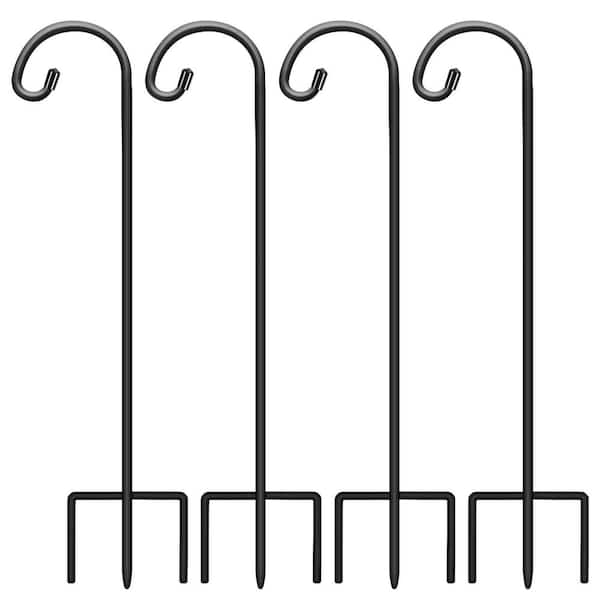 Unbranded 48 in. Black Metal Adjustable Shepherds Hook (4-Pack)