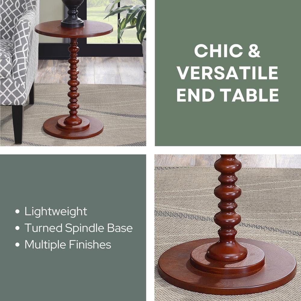 Charming Mahogany Round Spindle Side Table, 18"x25"