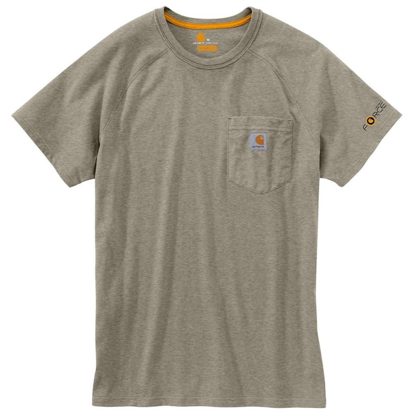 Carhartt Men's 2X-Large Greige Heather Polyester/Cotton Force Cotton Delmont Short Sleeve T-Shirt Relaxed Fit