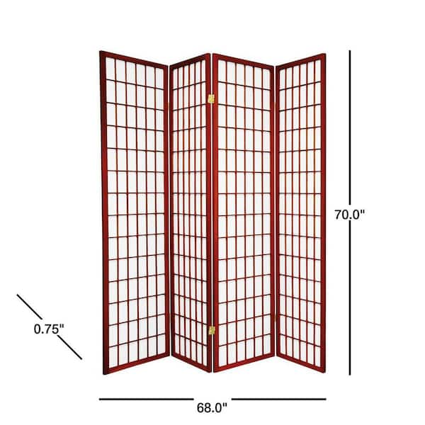 6 ft. Rosewood 4-Panel Room Divider