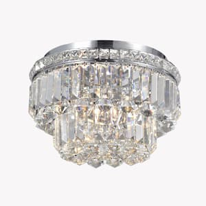 Paytah 13.8 in. 4-Light Modern Style Chrome Flush Mount with No Bulbs Included