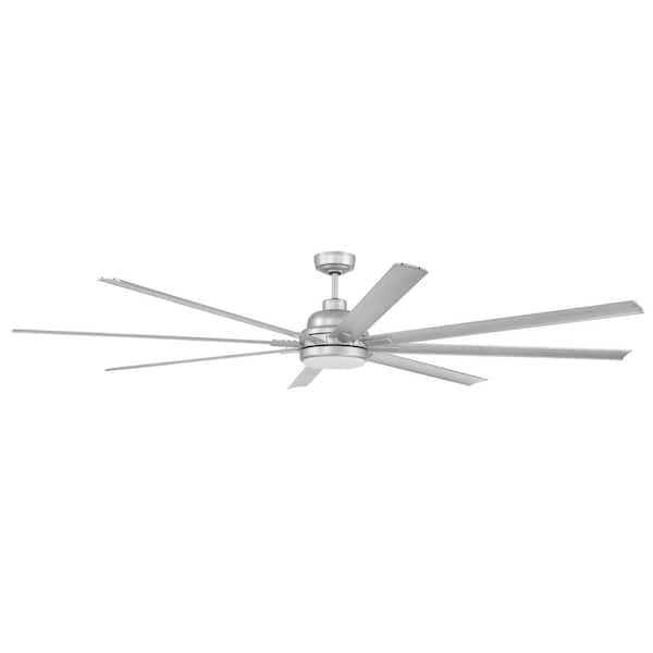 CRAFTMADE Rush 84 in. Integrated LED Indoor/Outdoor Painted Nickel Finish Hangdown Ceiling Fan, Smart WI-FI Enabled Remote & Light