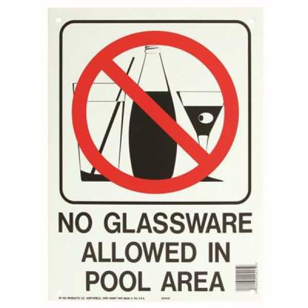 Hy Ko Water Safety No Glassware Allowed In Pool Sign 20425 The Home Depot