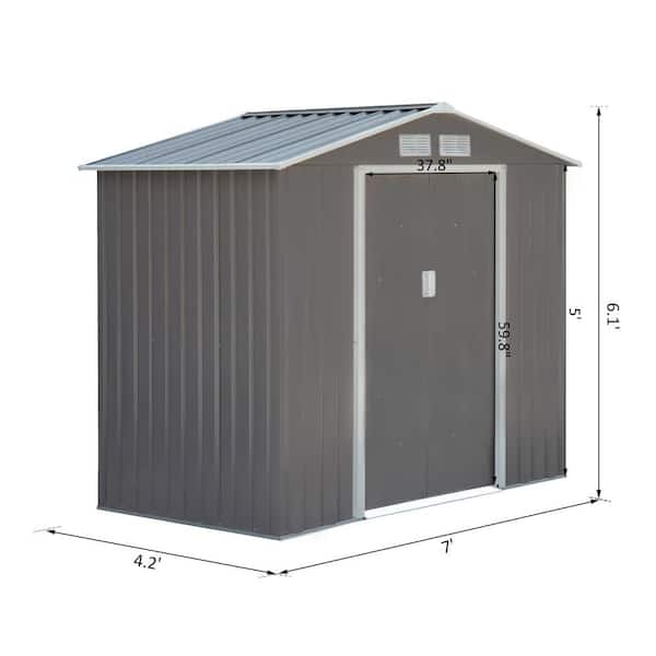 Outsunny 7 ft. x 4 ft. Metal Outdoor Backyard Garden Utility Storage Tool  Shed Kit with Spacious Layout and Durable Construction 845-030GY - The Home  Depot