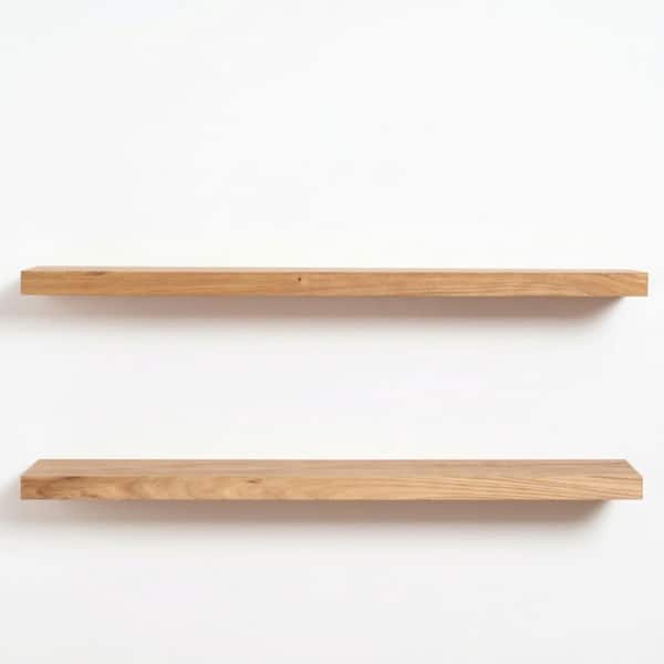 36 in. W x 8 in. D Natural Reclaimed Solid Wood Decorative Wall Shelves with Invisible Brackets (2-Pack)