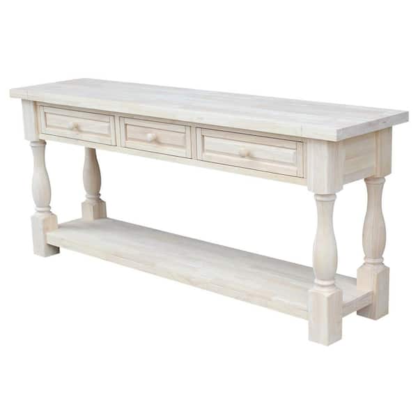 International Concepts Tuscan 70 in. Unfinished Standard Rectangle Wood Console Table with Drawers