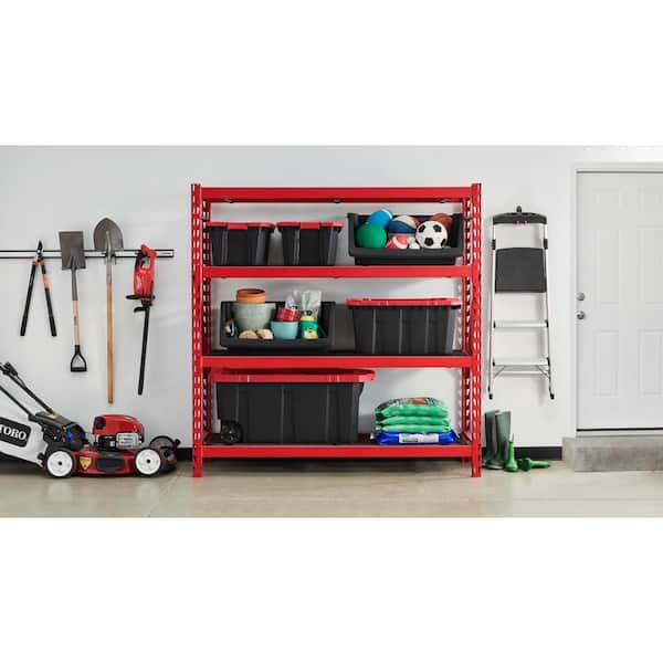Red 4-Tier Heavy Duty Steel Garage Storage Shelving (77 in. W x 78 in. H x 24 in. D)