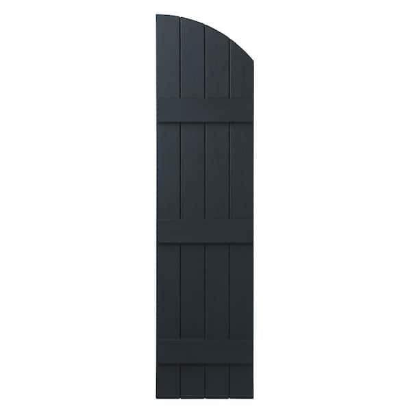 Ply Gem 15 in. x 65 in.  Polypropylene Plastic Arch Top Closed Board and Batten Shutters Pair in Dark Spruce