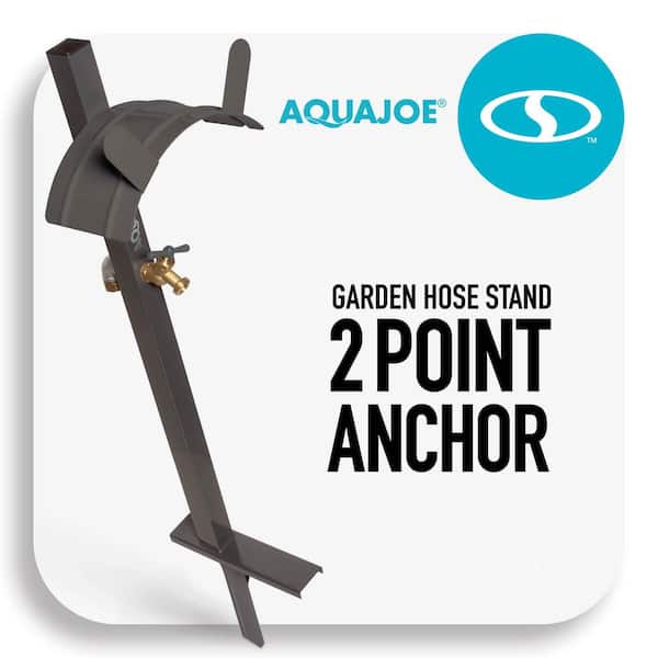 AQUA JOE 125 ft. Capacity Garden Hose Stand with Brass Faucet, Tan