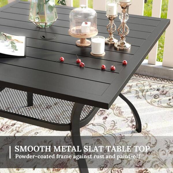 vicllax 5-Piece Metal Outdoor Patio Dining Set with 37.8 in. Black