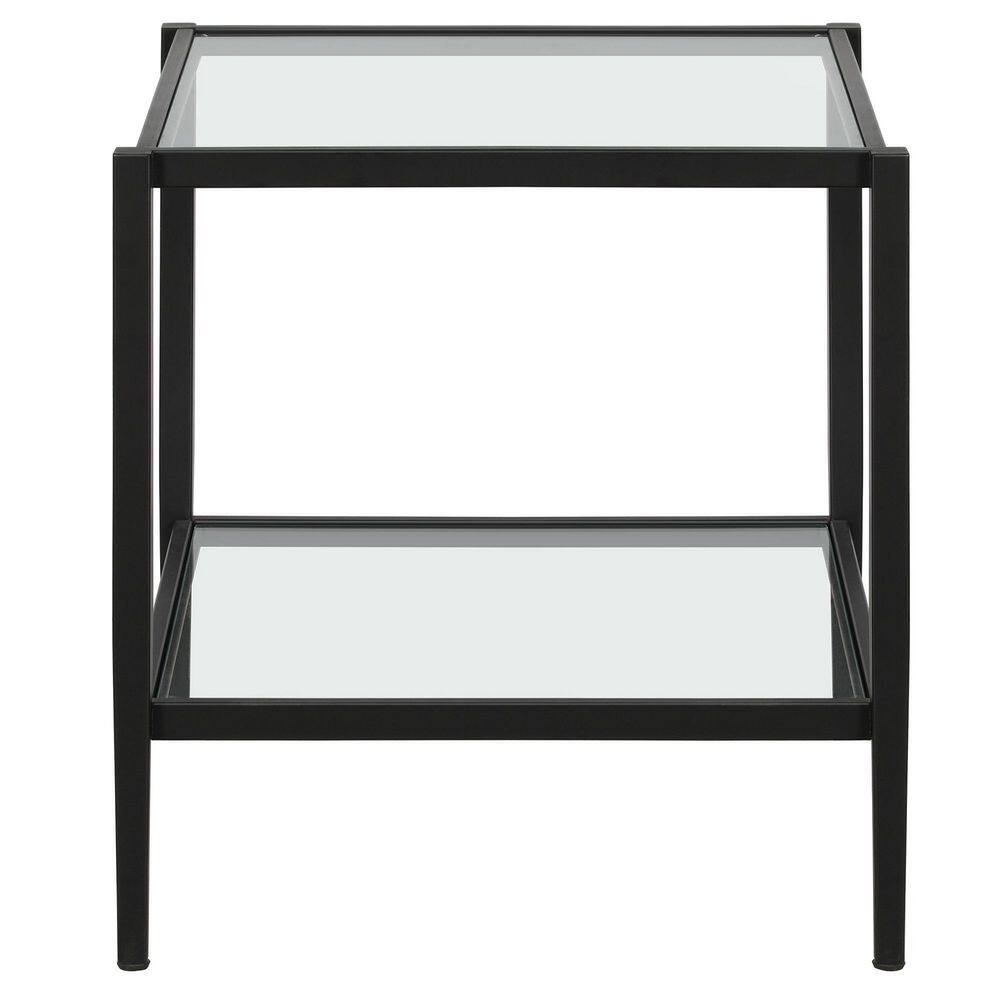 Modern Blackened Bronze 20" Square Metal & Glass Side Table