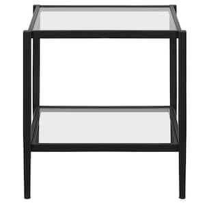 Hera 20 in. Blackened Bronze Square Glass Top End Table