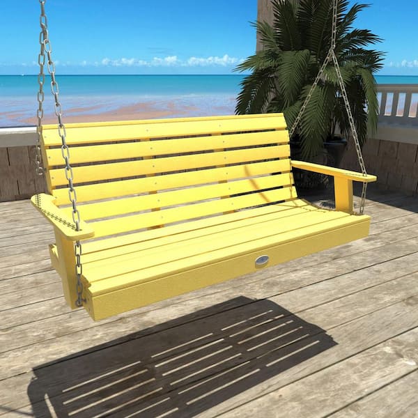 Highwood Riverside 5ft. 2-Person Sunbeam Yellow Recycled Plastic Porch Swing