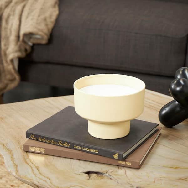CosmoLiving by Cosmopolitan Light Brown Sweet Bamboo Scented Matte 50 oz. 3 Wick Candle with White Wax