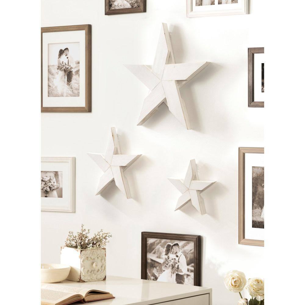 White Wooden Dimensional Star Wall Decor Set