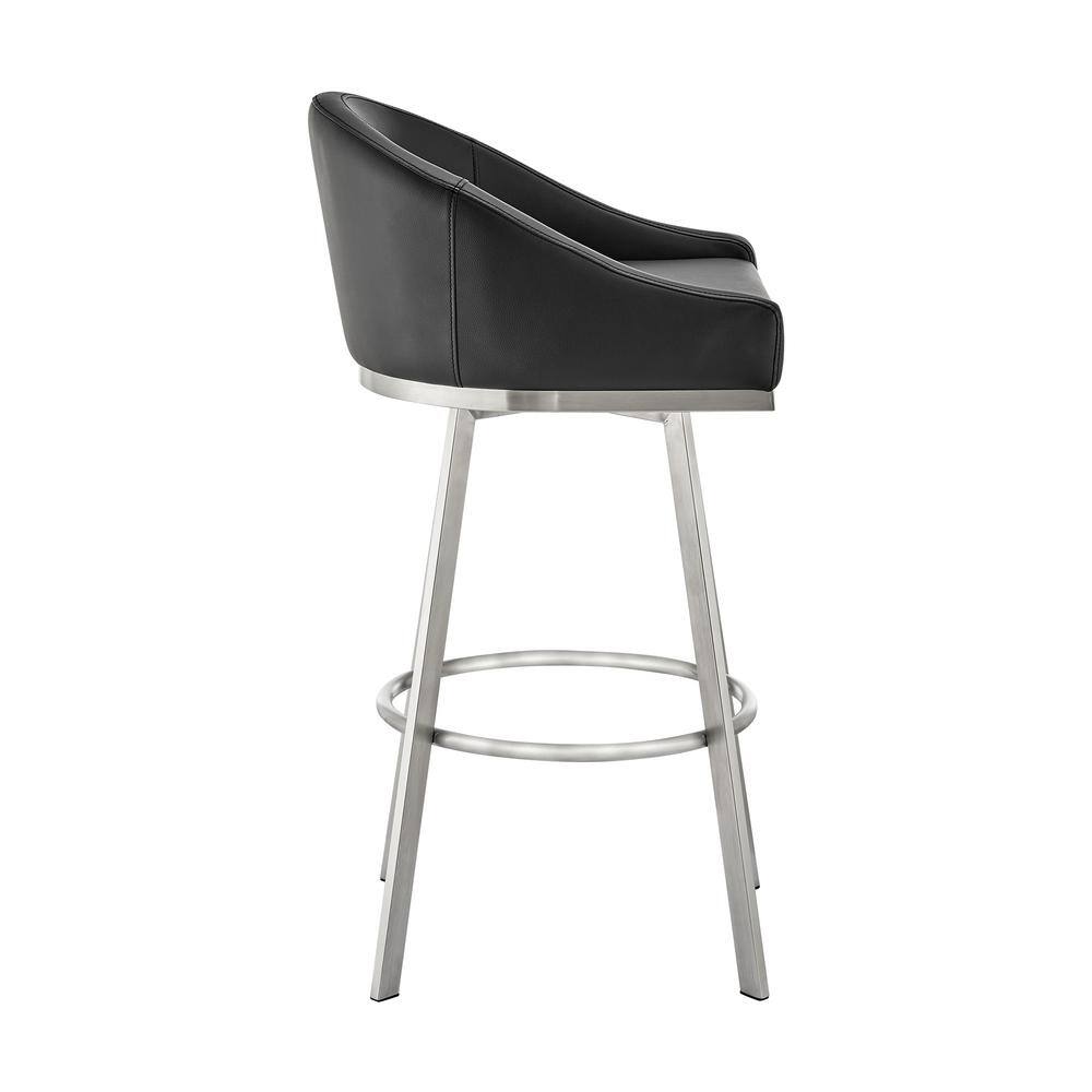 Eleanor 38.5" Black Leather & Metal Swivel Bar Stool