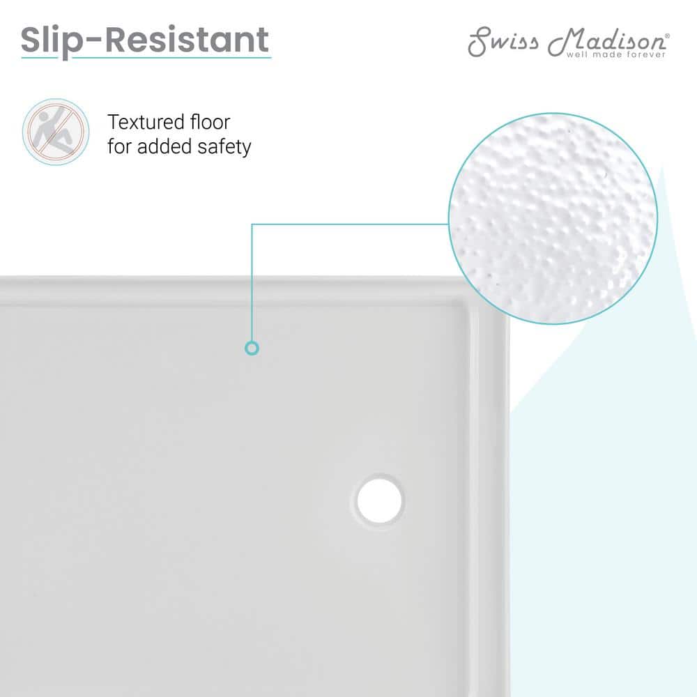Carre 48" x 36" White Acrylic Single-Threshold Shower Base