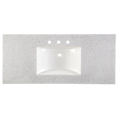 49 in. Solid Surface Vanity Top in Silver Ash with White Sink
