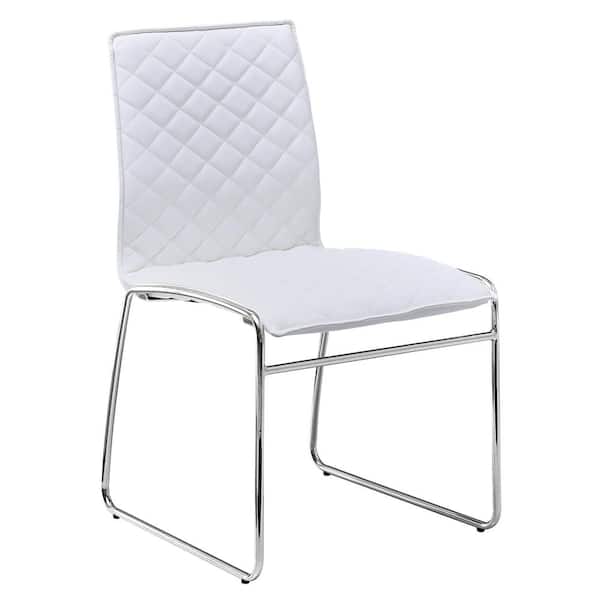 Best Master Furniture Atropos White Faux Leather Side Chairs (Set of 2)