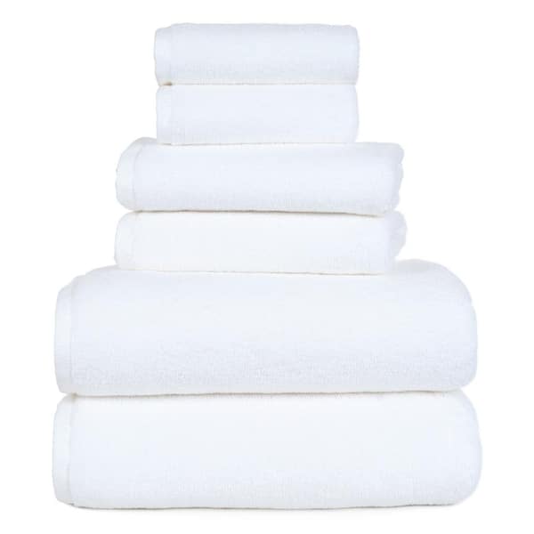 6-Piece White Solid 100% Cotton Bath Towel Set
