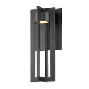 Chamber 16 in. Black Integrated LED Outdoor Wall Sconce, 3000K