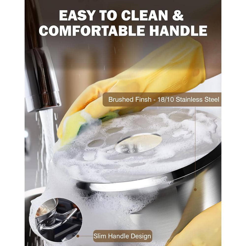 4-Quart Silver Stainless Steel Deep Sauté Pan with Lid