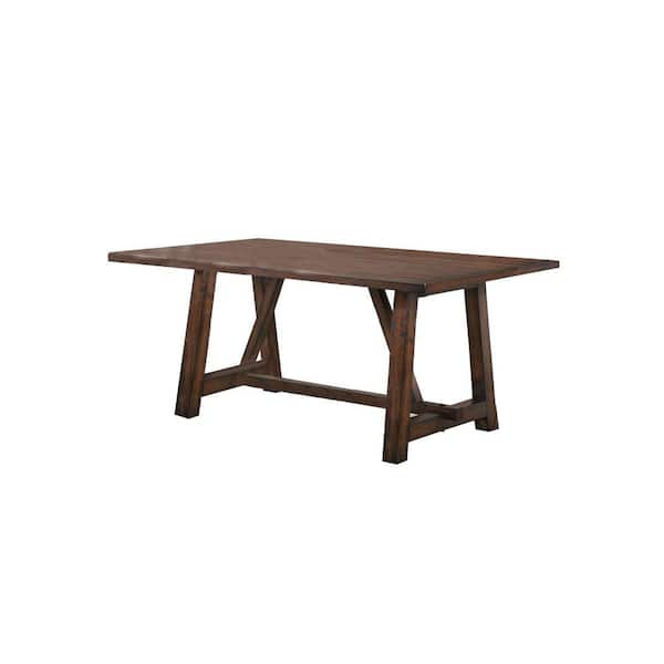 Benjara Dark Oak Brown Marble Top 4 Leg Base Amiable Dining Table Seats 6