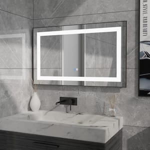 40 in. x 24 in. Rectangular Aluminum Framed Wall Mount Slim Front LED Light Bathroom Vanity Mirror in Matte Black