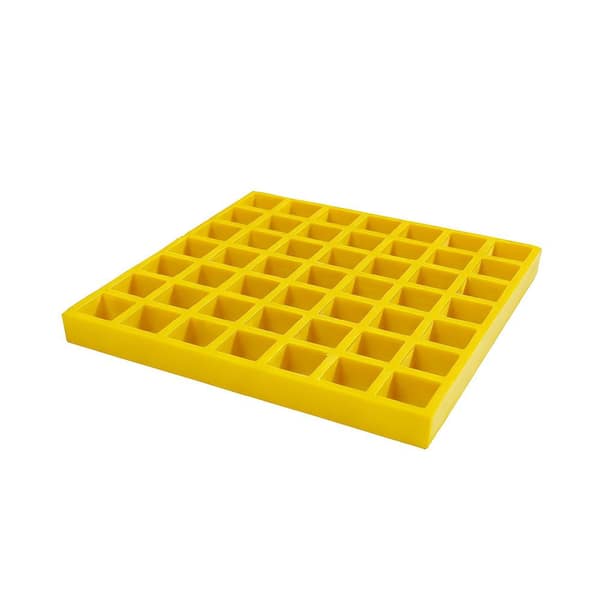 10.6 in. x 10.6 in. PrimeSeries Fiberglass Composite Grating Deck Tile for Drain Cover,Garage,Patio Deck,Yellow