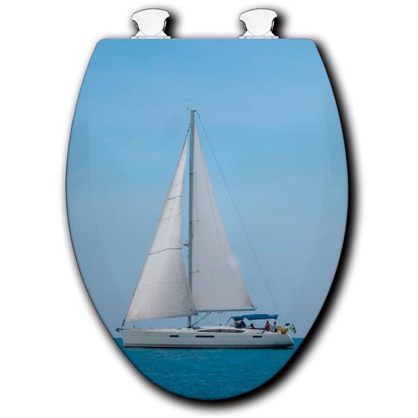 Unbranded Sailing Elongated Closed Front Toilet Seat in White