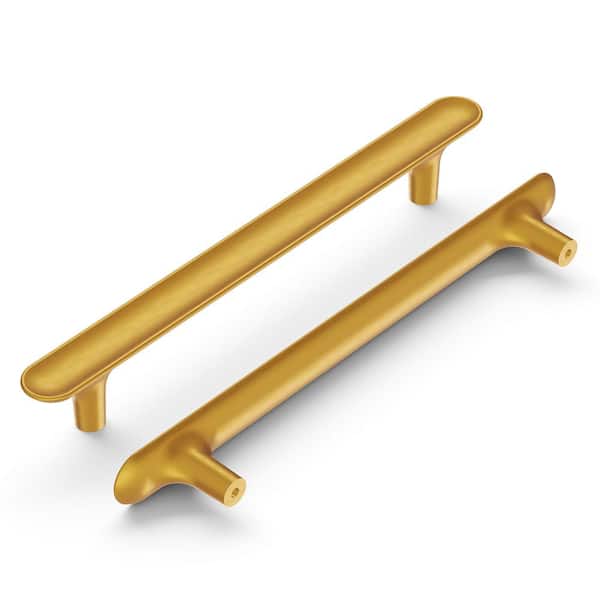 HICKORY HARDWARE Maven 6-5/16 in. (160 mm) Brushed Golden Brass Cabinet Pull (5-Pack)