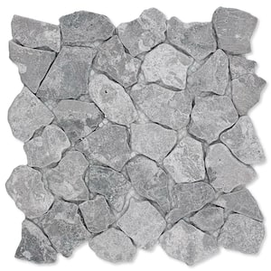 Fit Ash Grey 11 in. x 11 in. x 9.5 mm Indonesian Marble Mesh-Mounted Mosaic Tile (9.28 sq. ft./case)