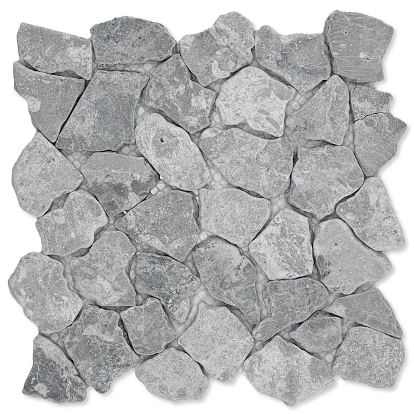 TILE CONNECTION Fit Ash Grey 11 in. x 11 in. x 9.5 mm Indonesian Marble Mesh-Mounted Mosaic Tile (9.28 sq. ft./case)